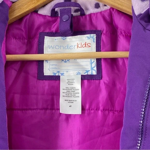Wonderkids Purple and Pink Color Block Puffer Jacket Size 4T - Picture 12 of 16